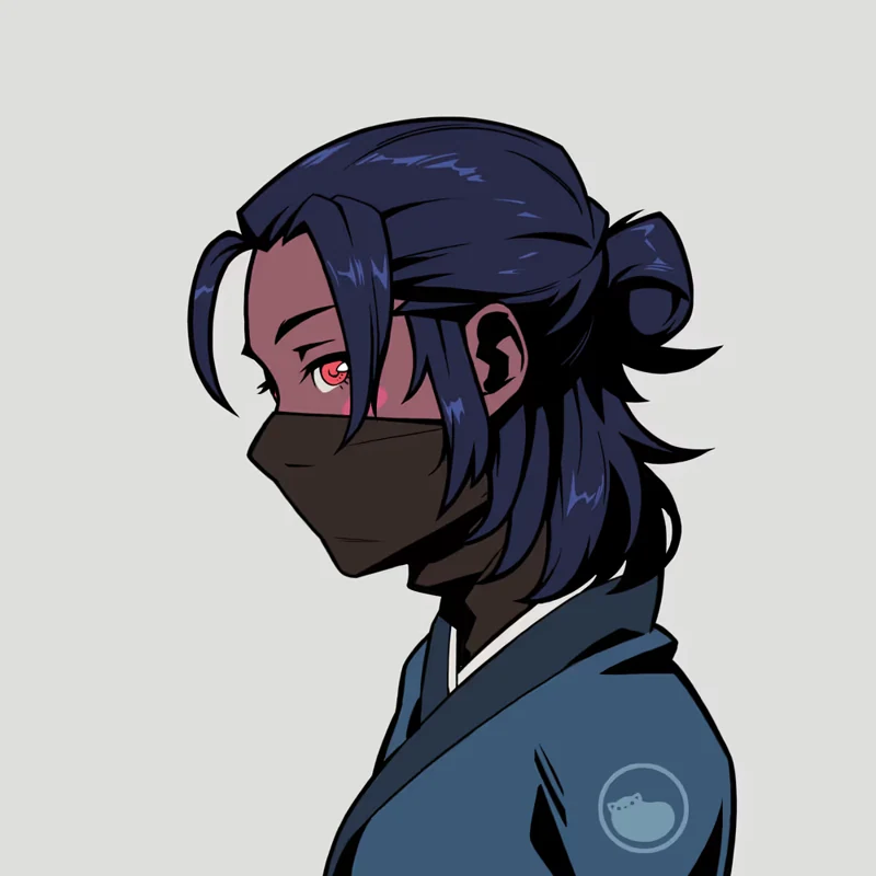 Azuki: Masked anime character with dark blue hair