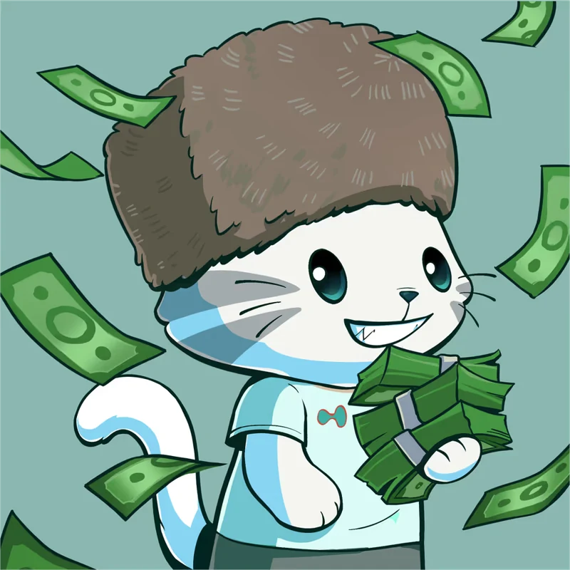 Hypurr: Cat holding banknotes and wearing a fur hat